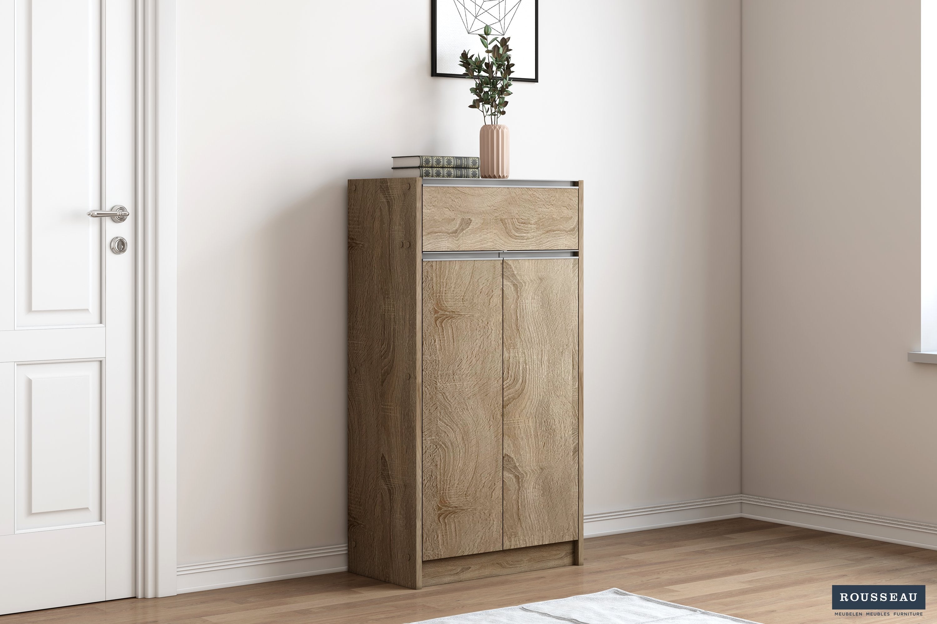 Schoenenkast 'Lilly' 2 deuren en 1 lade Sonoma