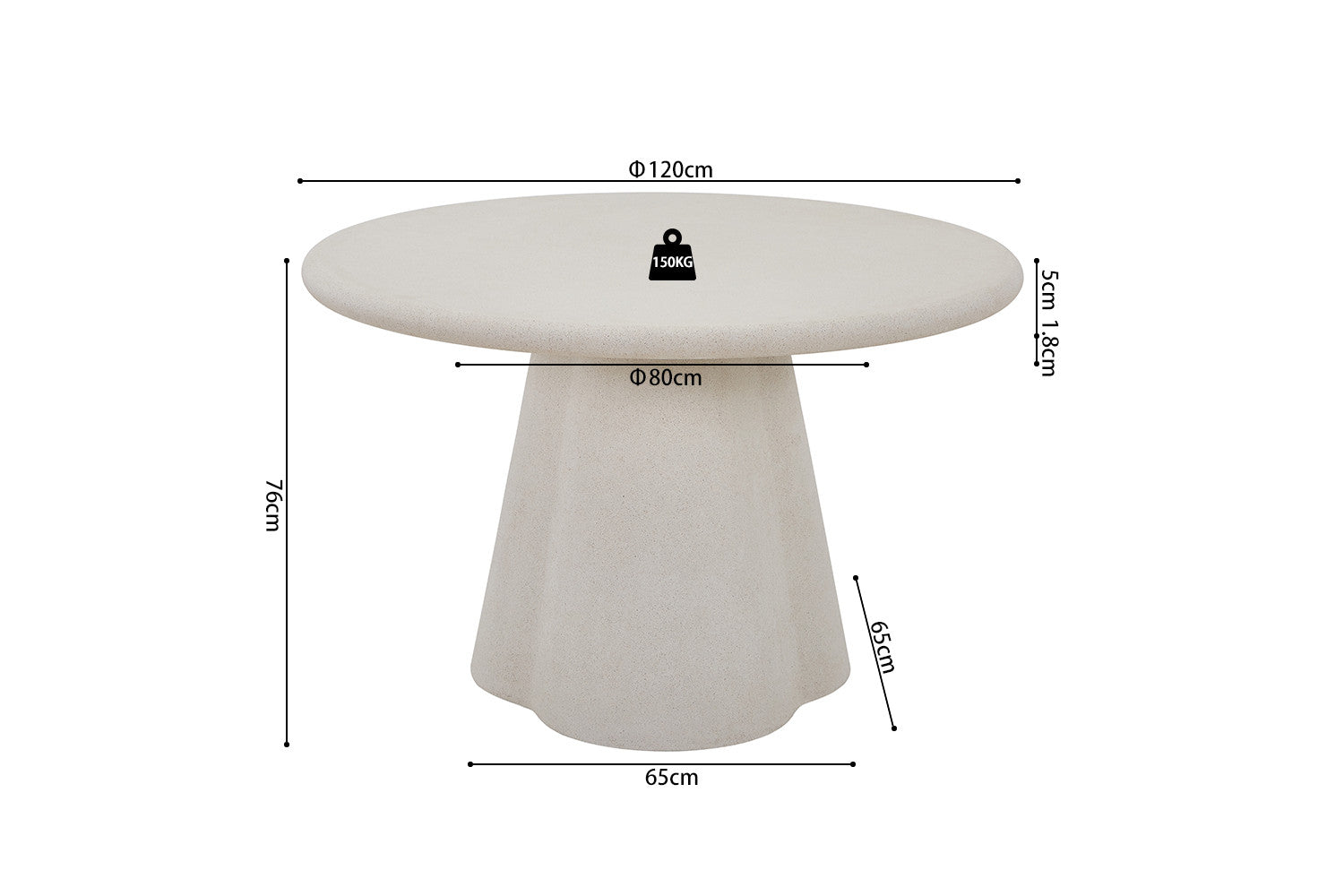 Tafel 'Faro' 120 cm Rond Cement