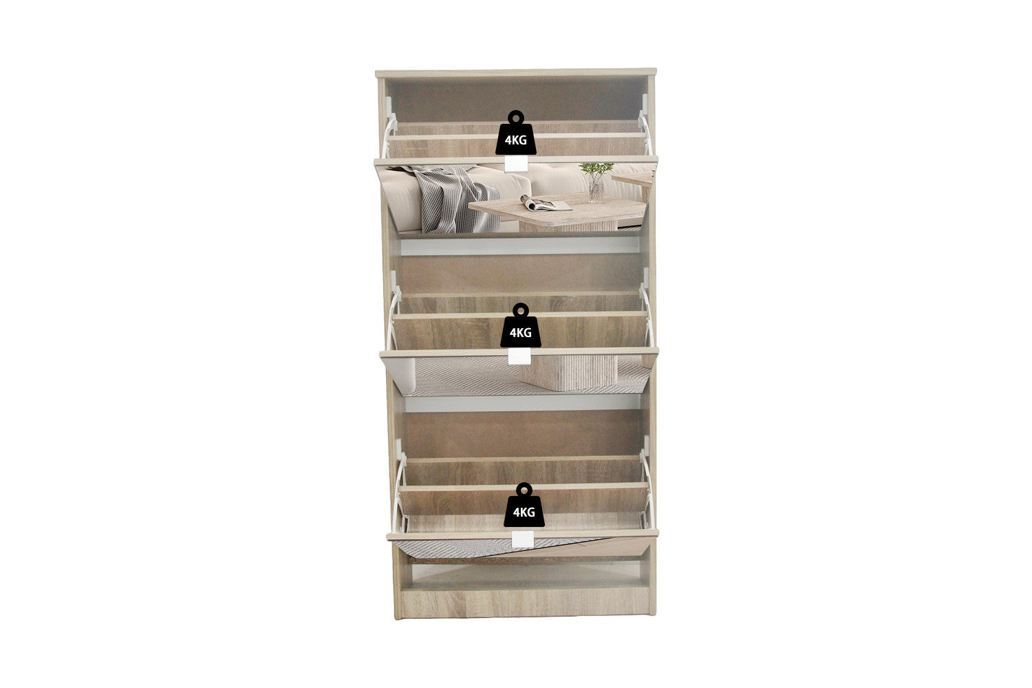 Schoenenkast 'Mex' Spiegel 3 laden Decor Sonoma