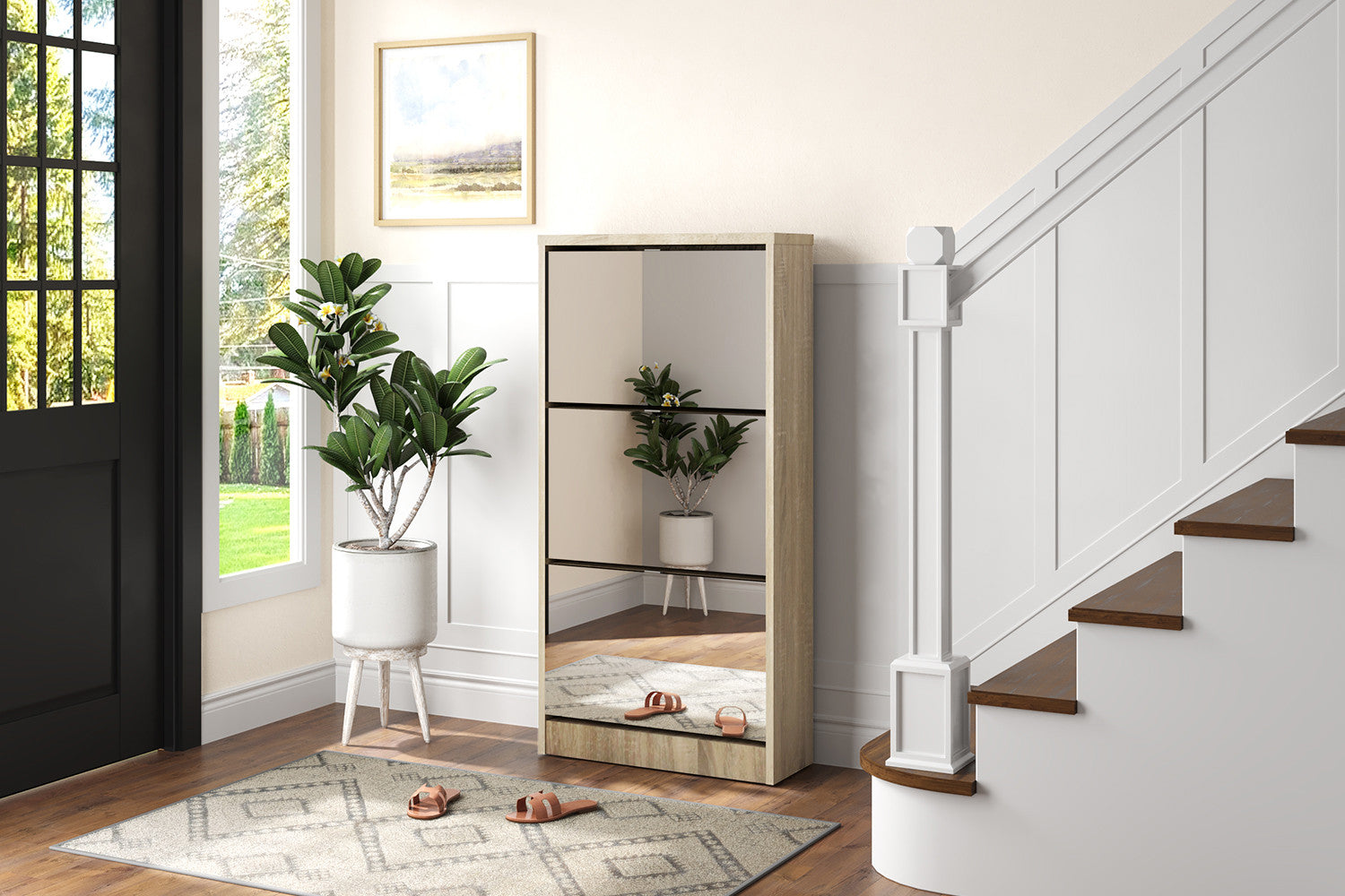 Schoenenkast 'Mex' Spiegel 3 laden Decor Sonoma