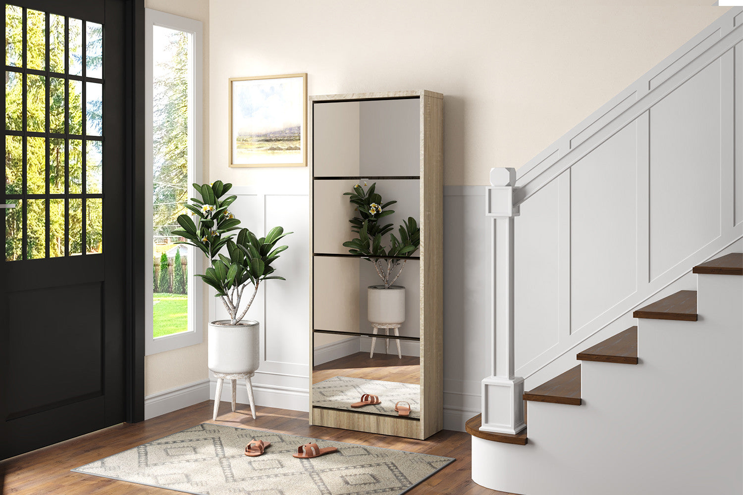 Schoenenkast 'Mex' Spiegel 4 laden Decor Sonoma