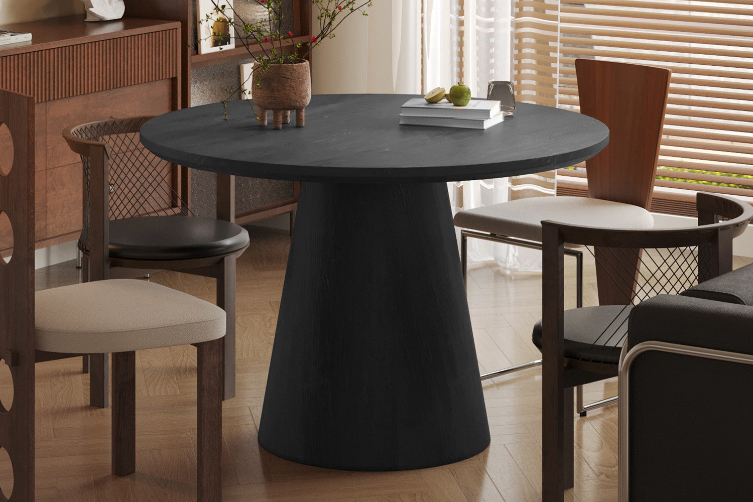 Tafel 'Miklos' 120 cm Rond Decor Donkerbruin