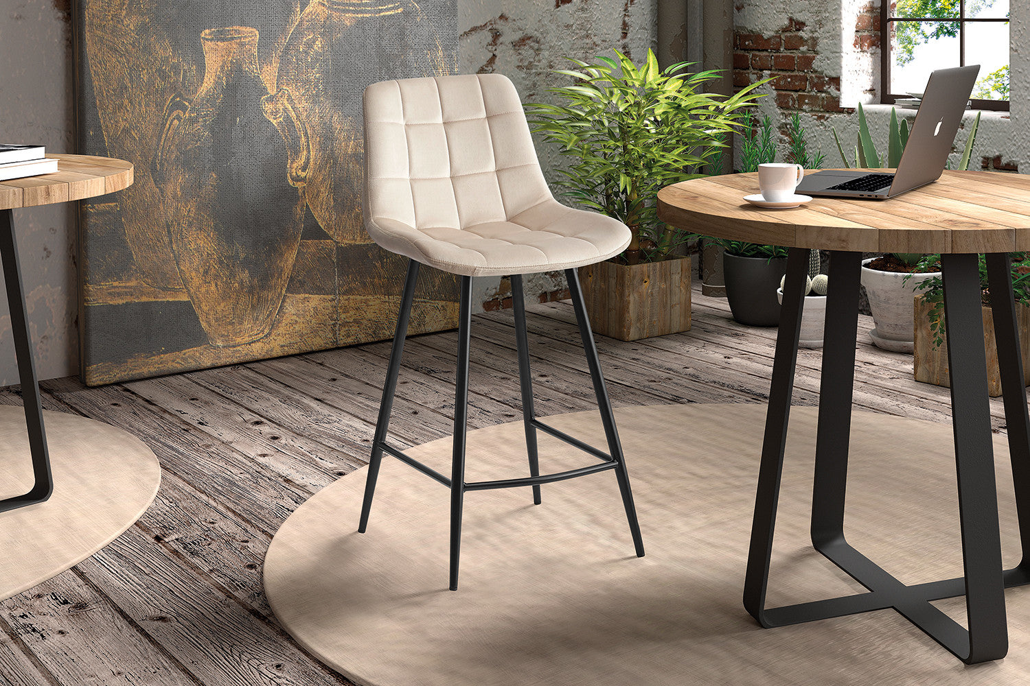 Counterstoel 'Juta' Fluweel Beige