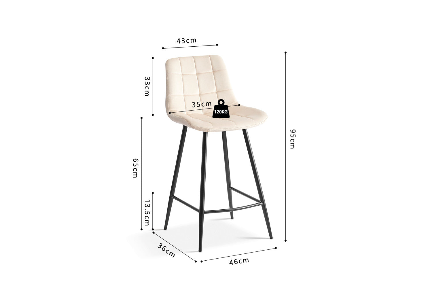 Counterstoel 'Juta' Fluweel Beige