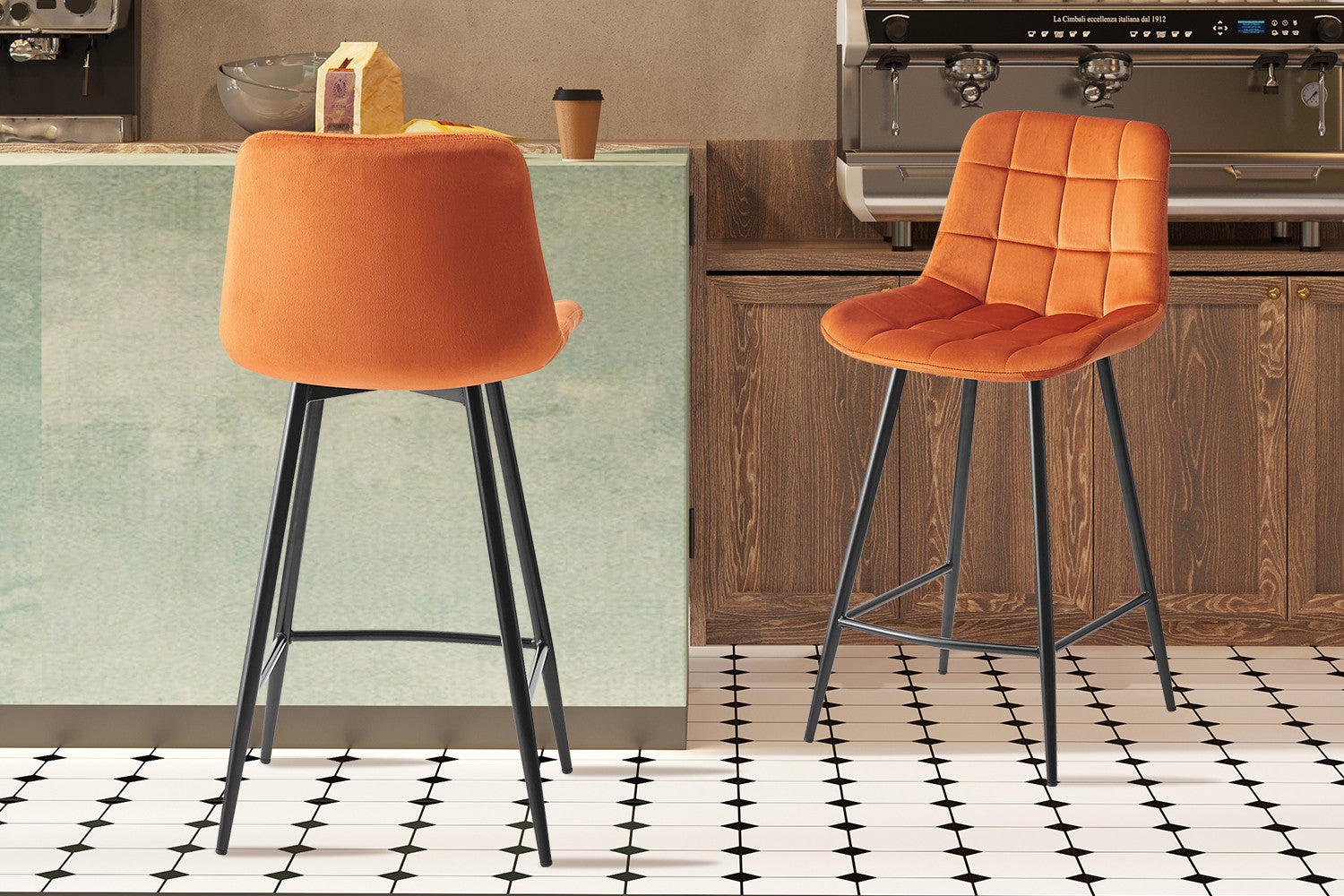 Counterstoel 'Juta' Fluweel Oranje