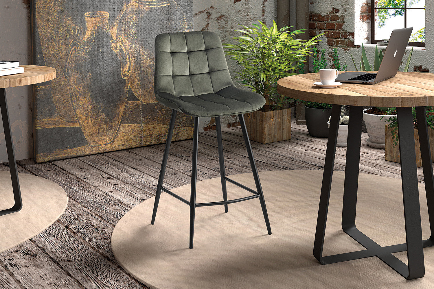 Counterstoel 'Juta' Fluweel Groen