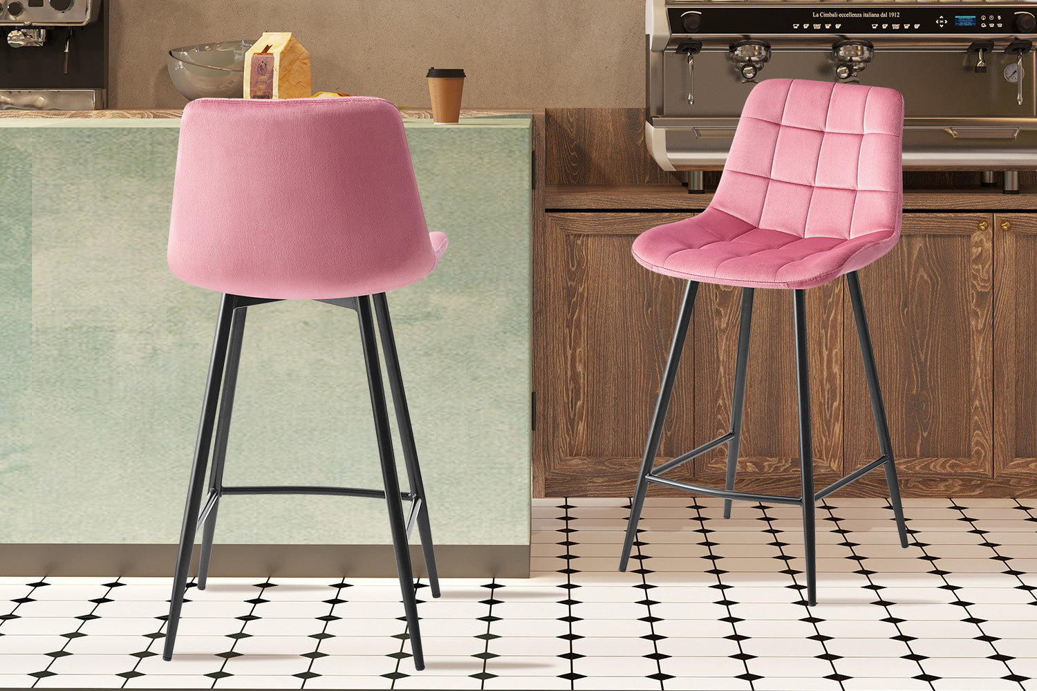 Counterstoel 'Juta' Fluweel Roze