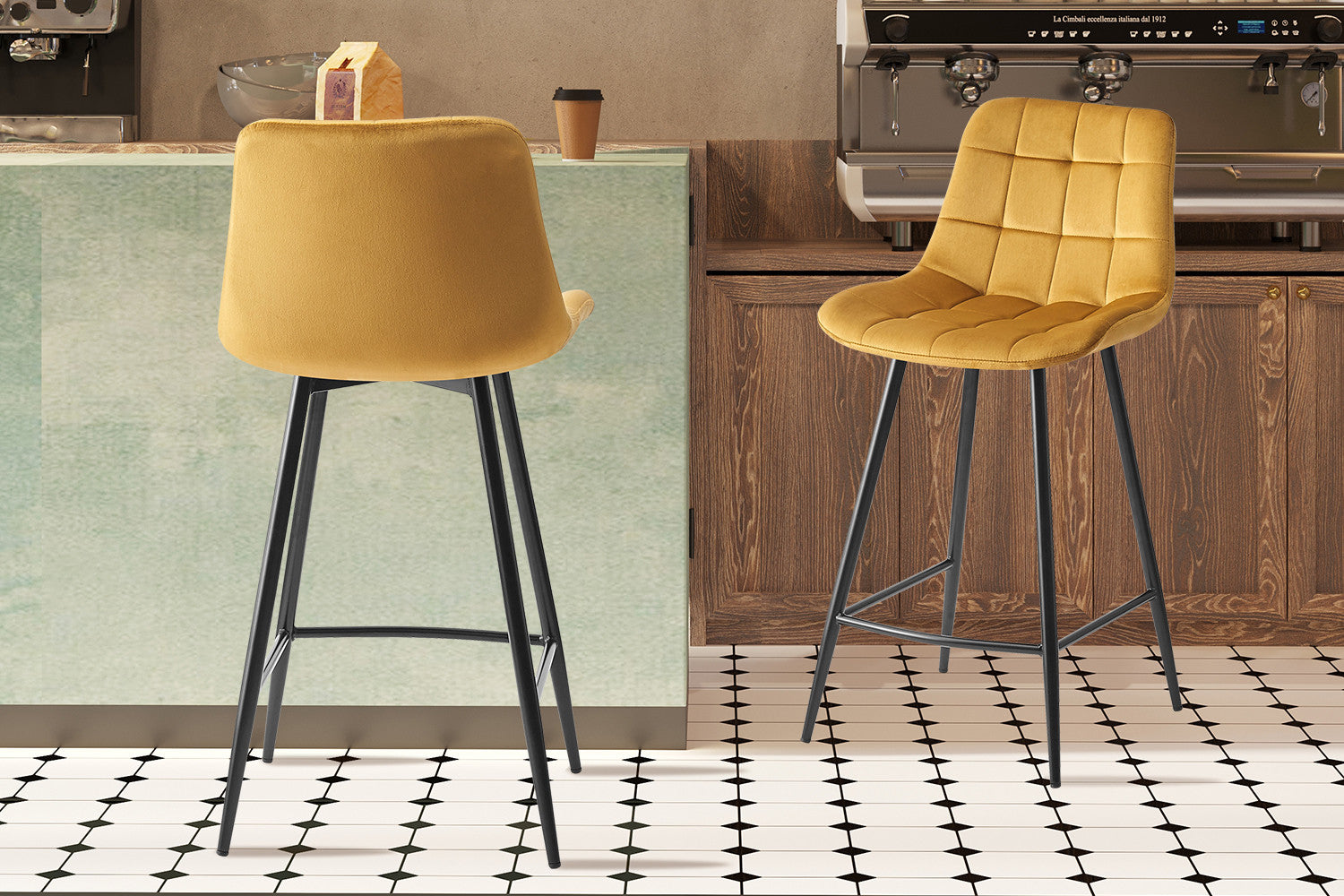 Counterstoel 'Juta' Fluweel Goud