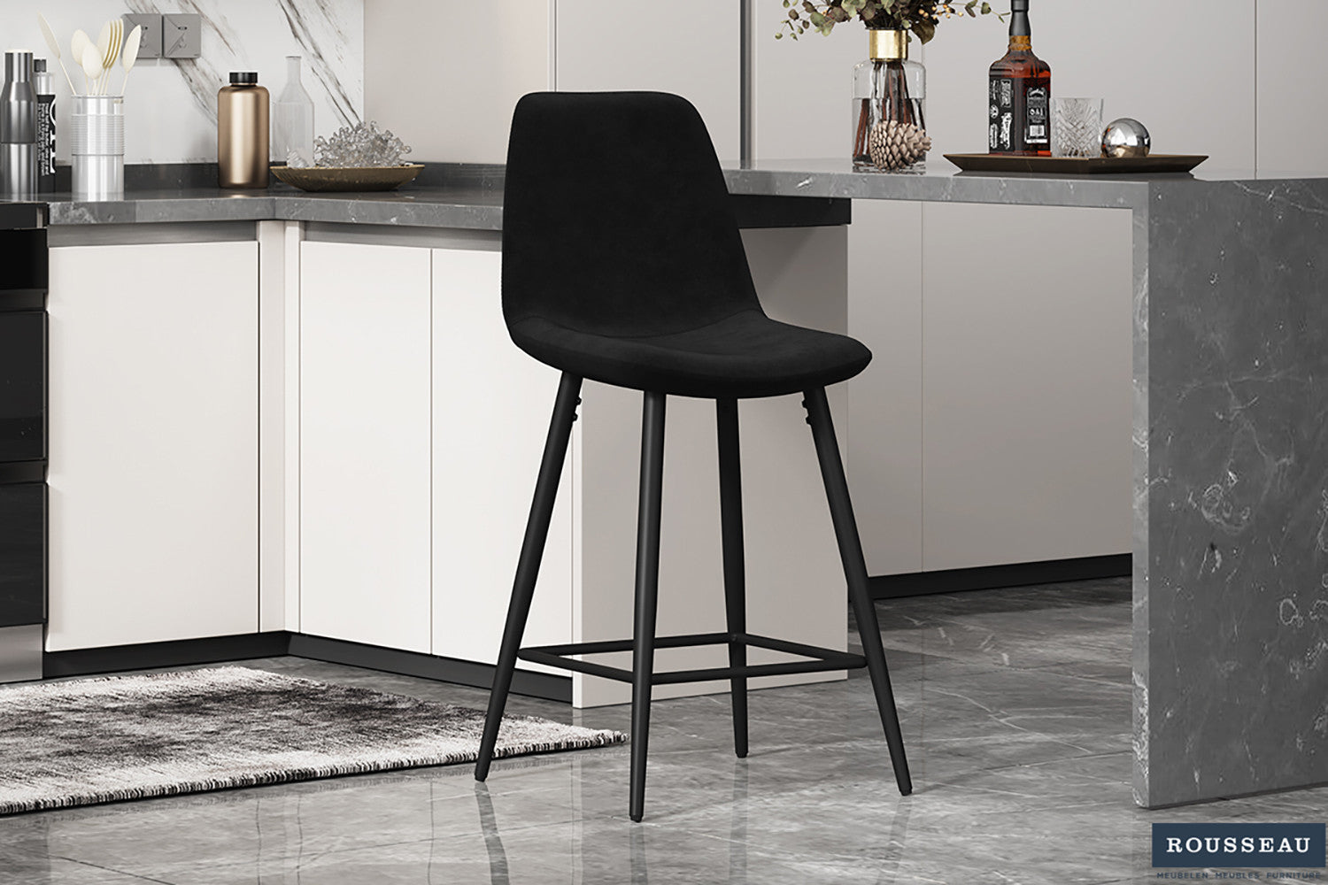 Counterstoel 'Boy' Fluweel Zwart