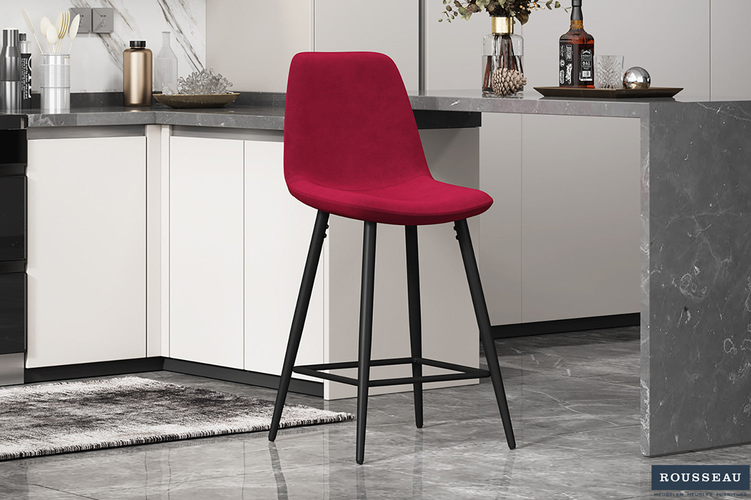 Counterstoel 'Boy' Fluweel Bordeaux