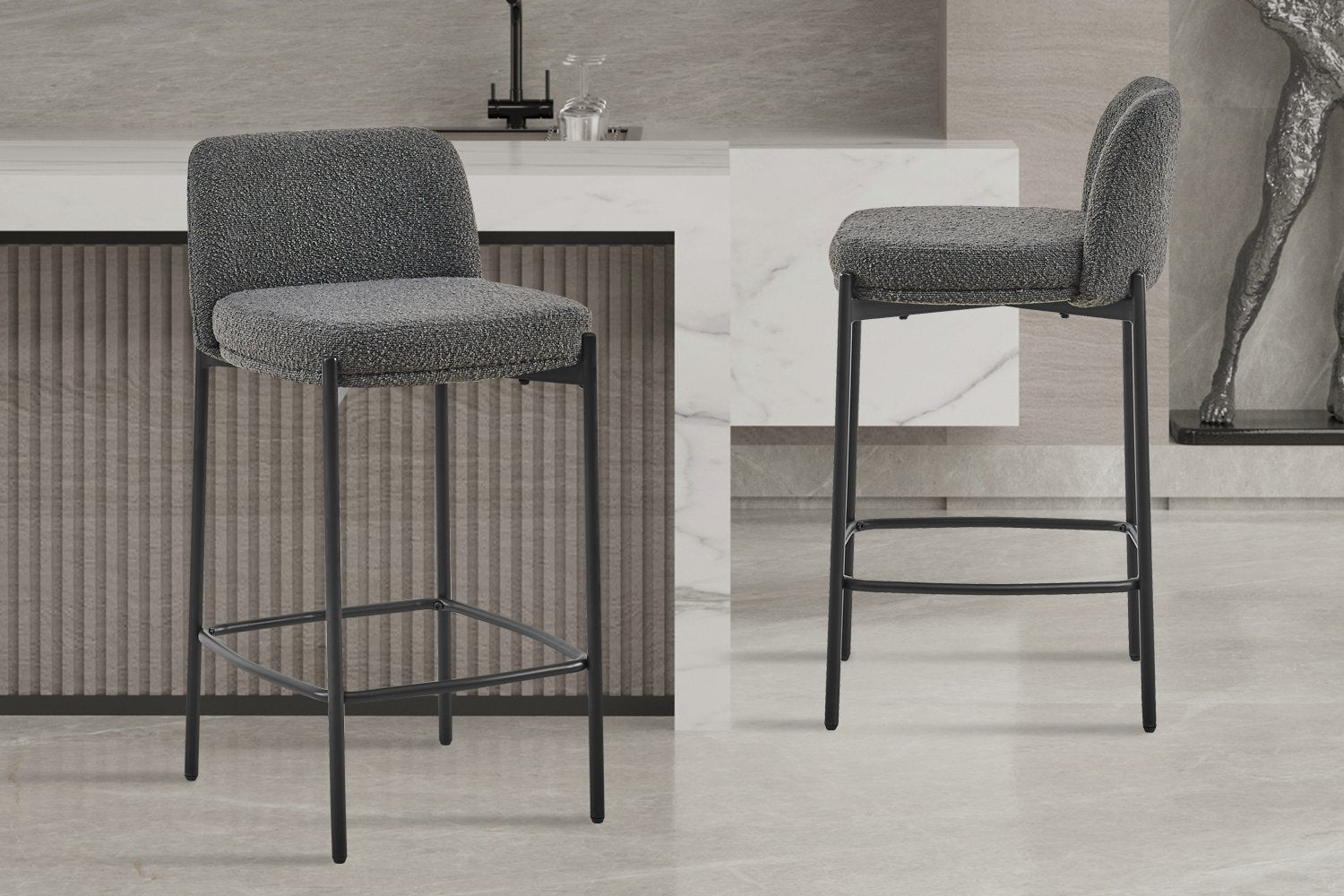 Counterstoel 'Ella' Stof Grijs