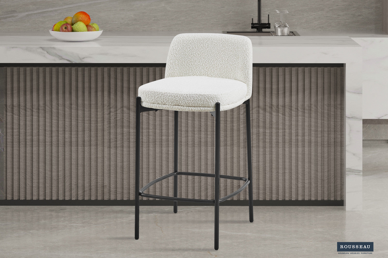 Counterstoel 'Ella' Stof Wit