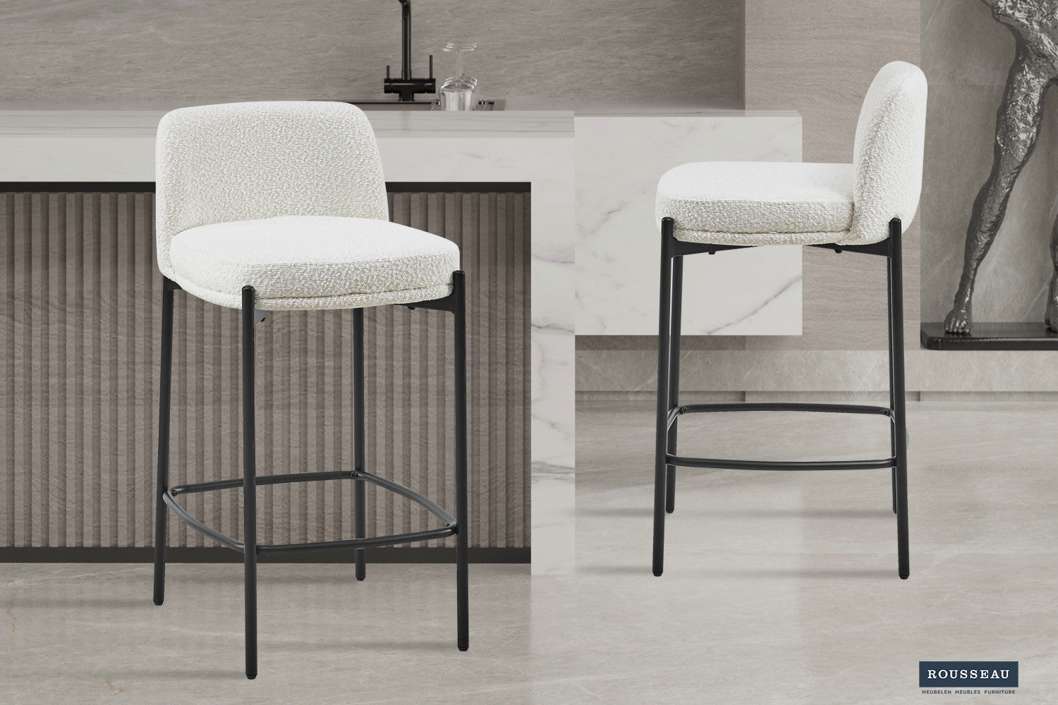 Counterstoel 'Ella' Stof Wit