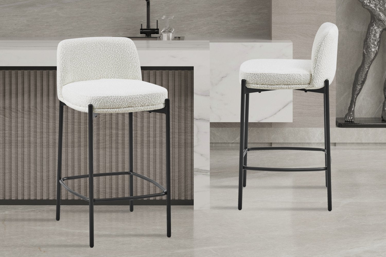 Counterstoel 'Ella' Stof Wit