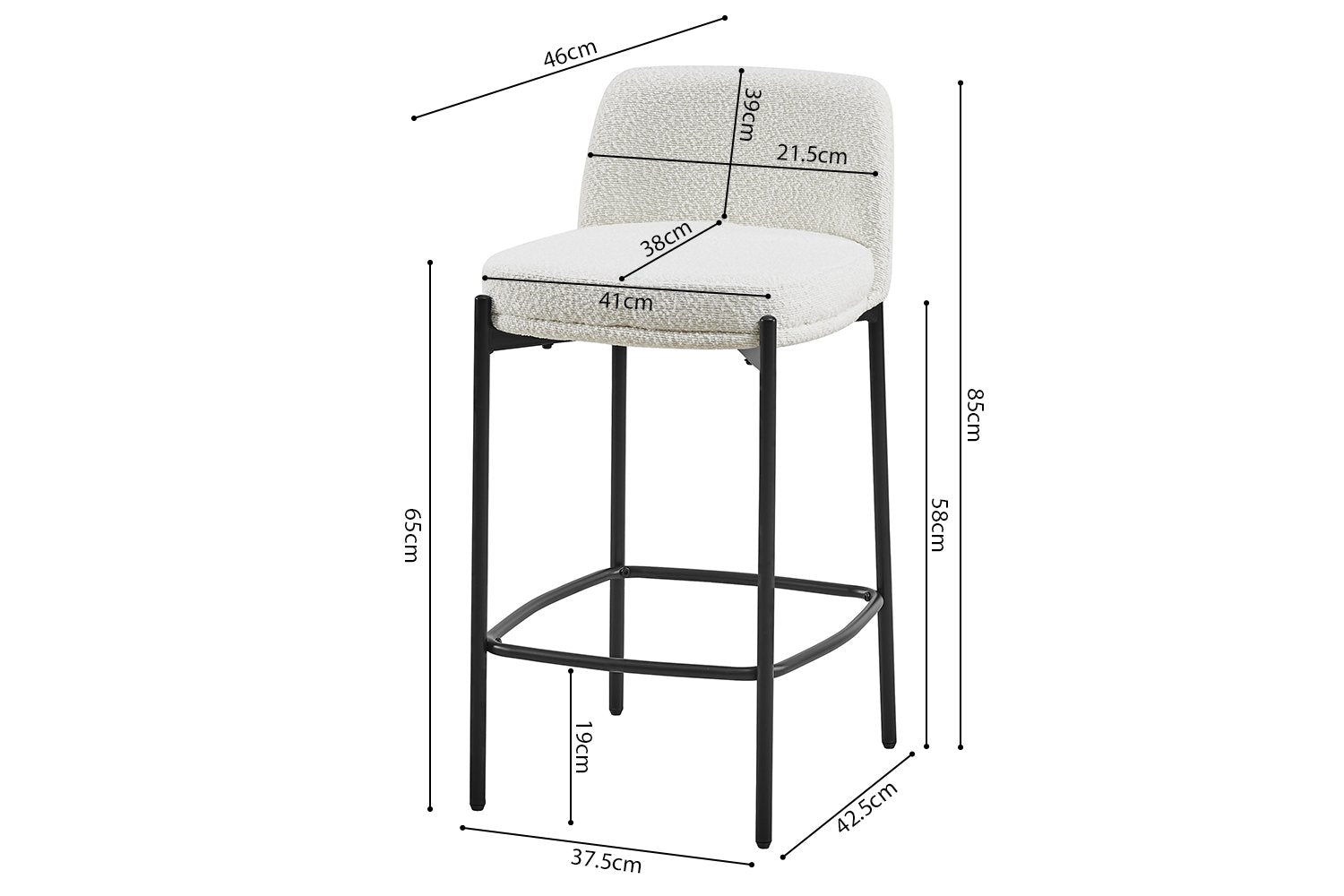 Counterstoel 'Ella' Stof Wit
