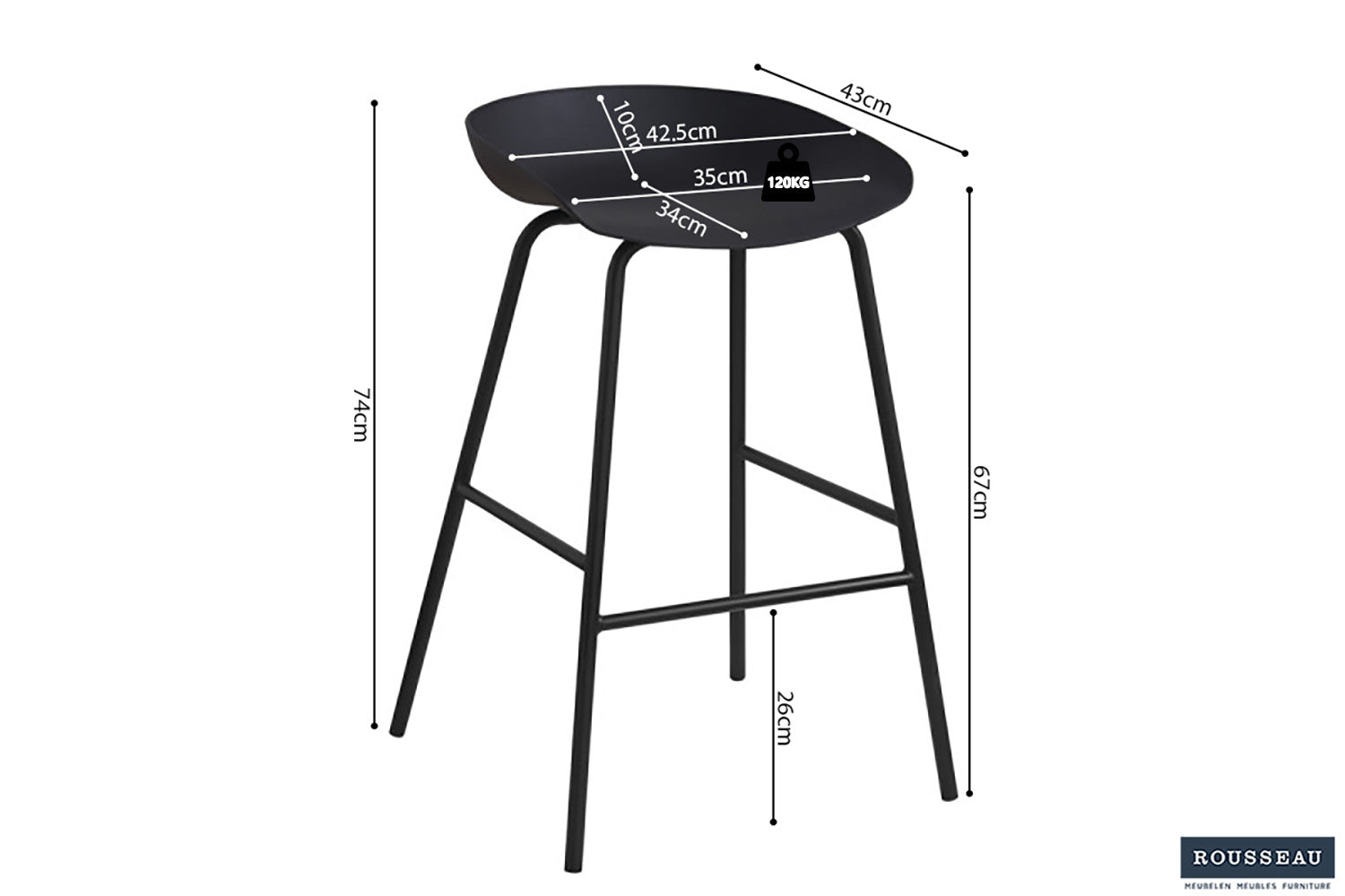 Counterstoel 'Anna' PP Zwart