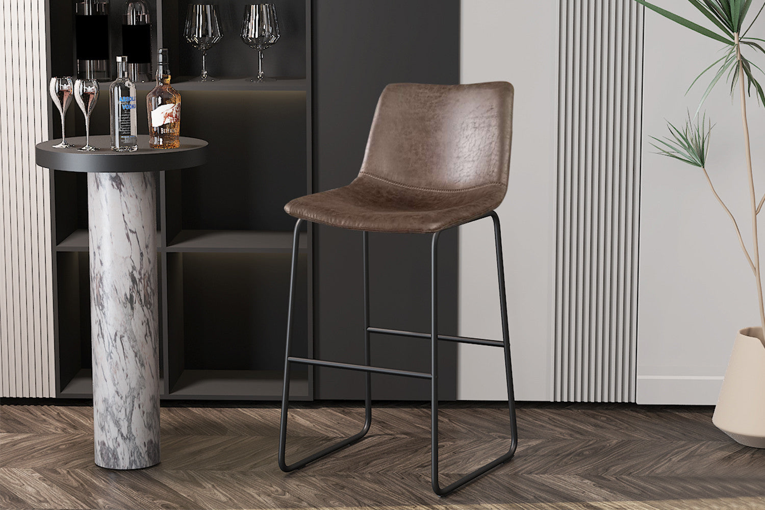 Counterstoel 'Mancia' PU Ote Topper 05 Donkerbruin