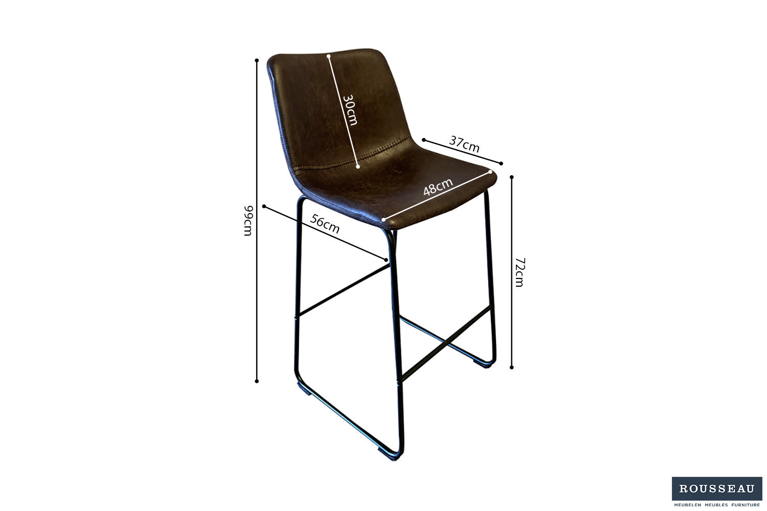 Barstoel 'Mancia' PU Ote Topper 05 Donkerbruin