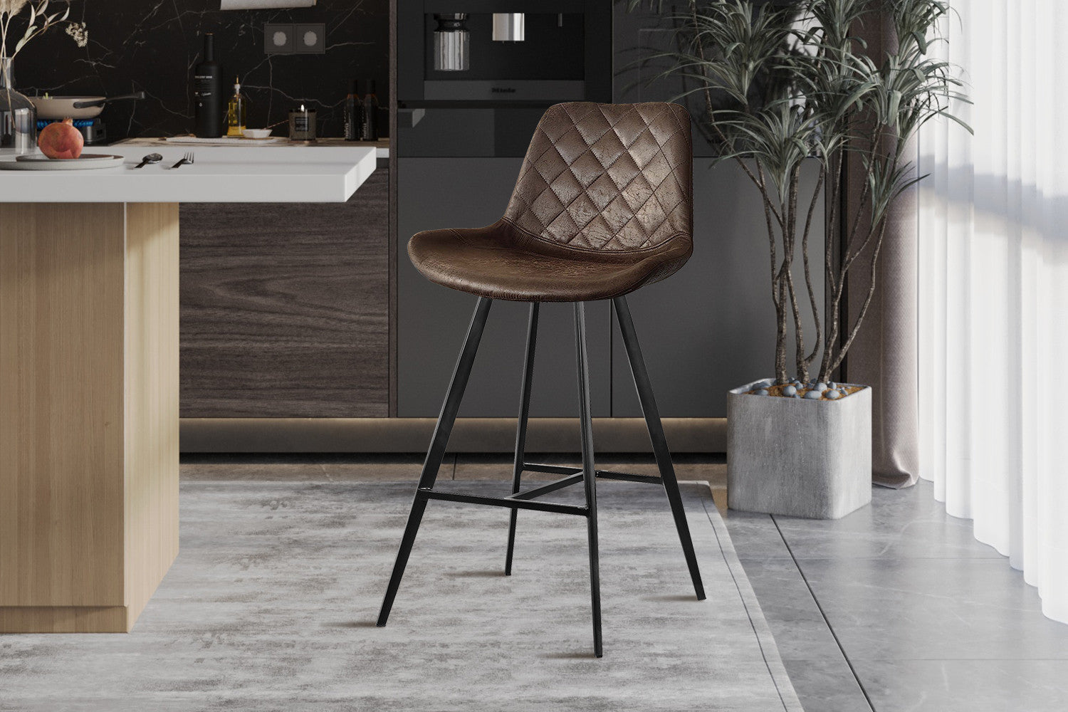 Barstoel 'Palmas' PU Ote Topper 05 Donkerbruin