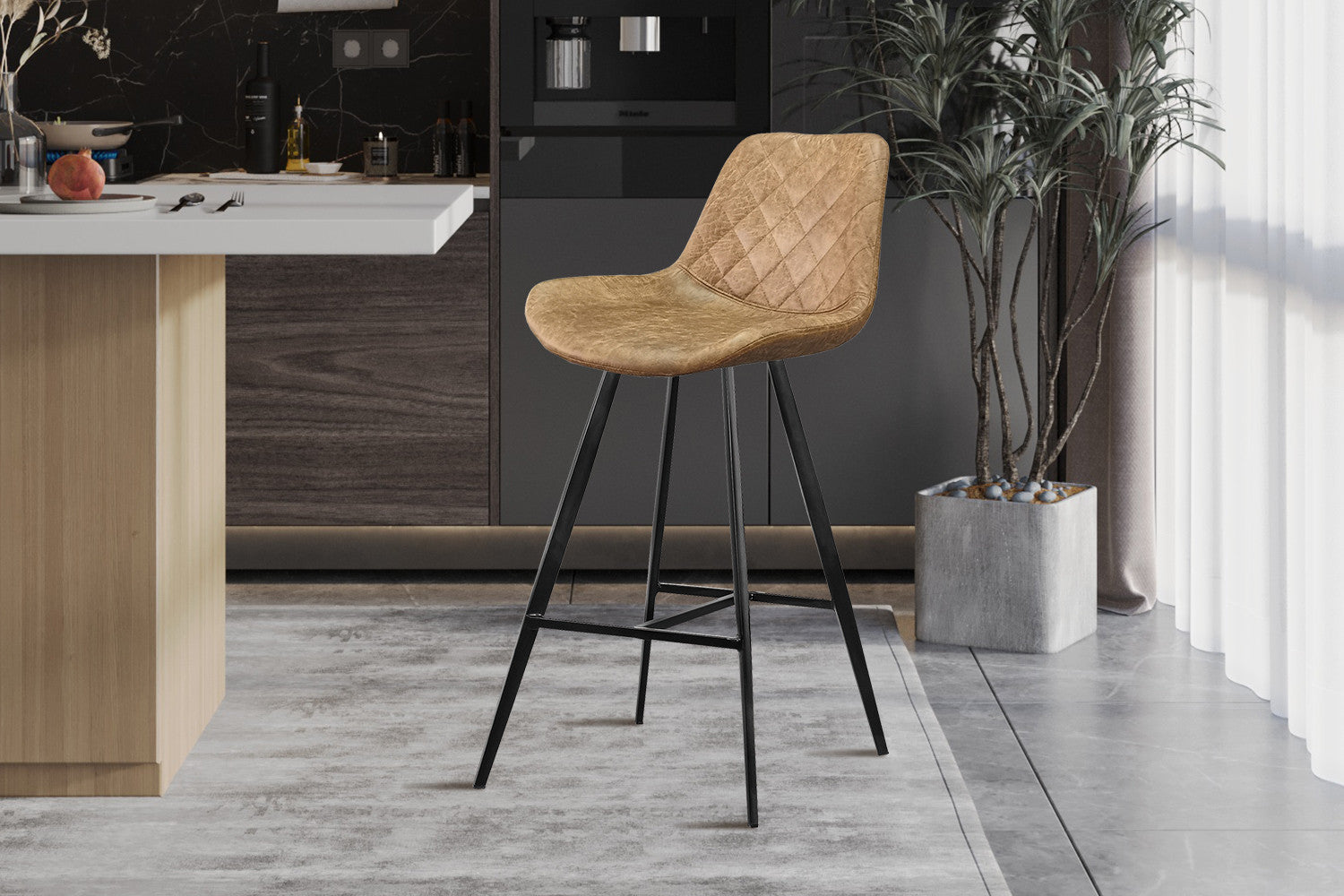 Barstoel 'Palmas' PU Ote Topper 02 Cognac