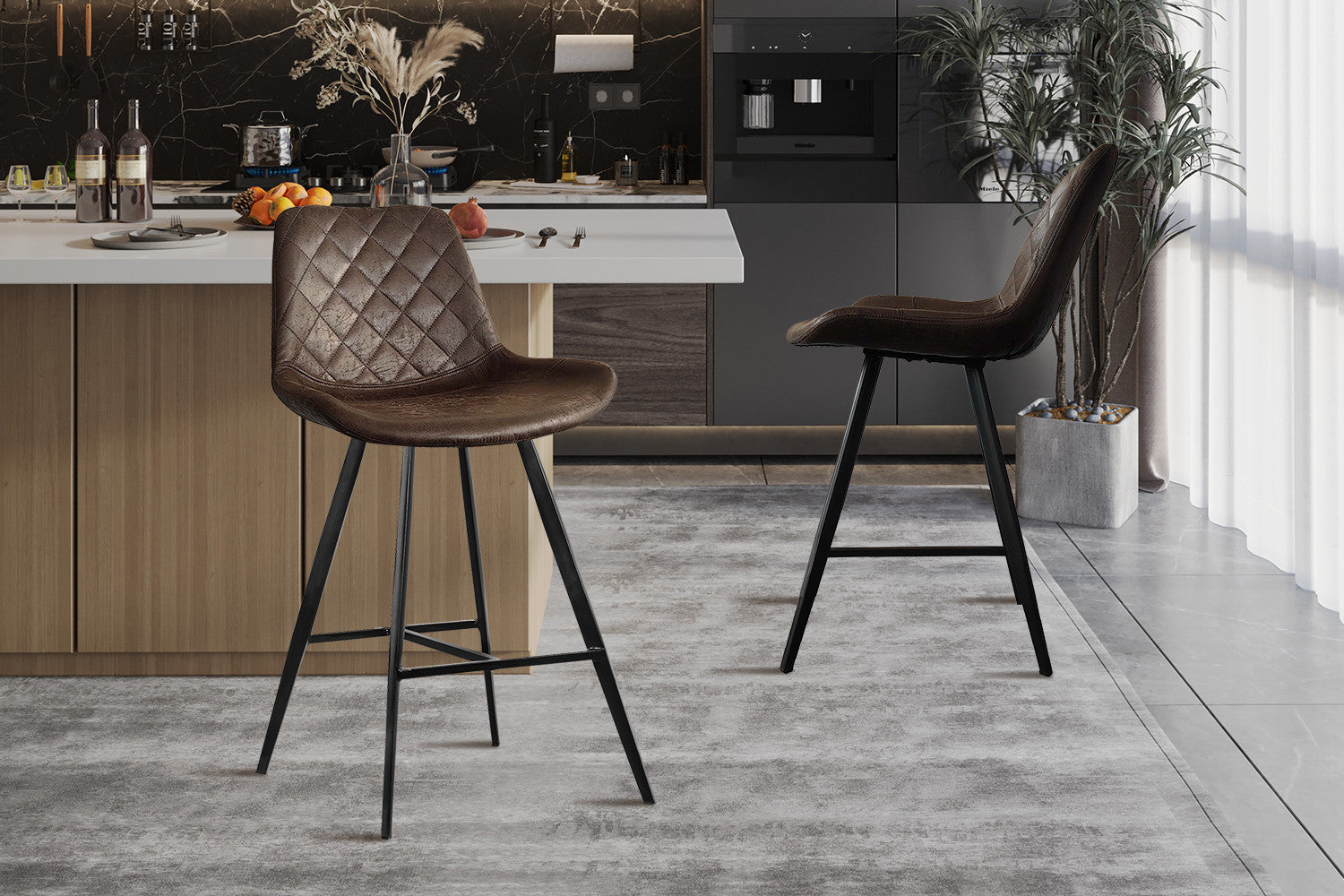 Counterstoel 'Alicante' PU Ote Topper 05 Donkerbruin