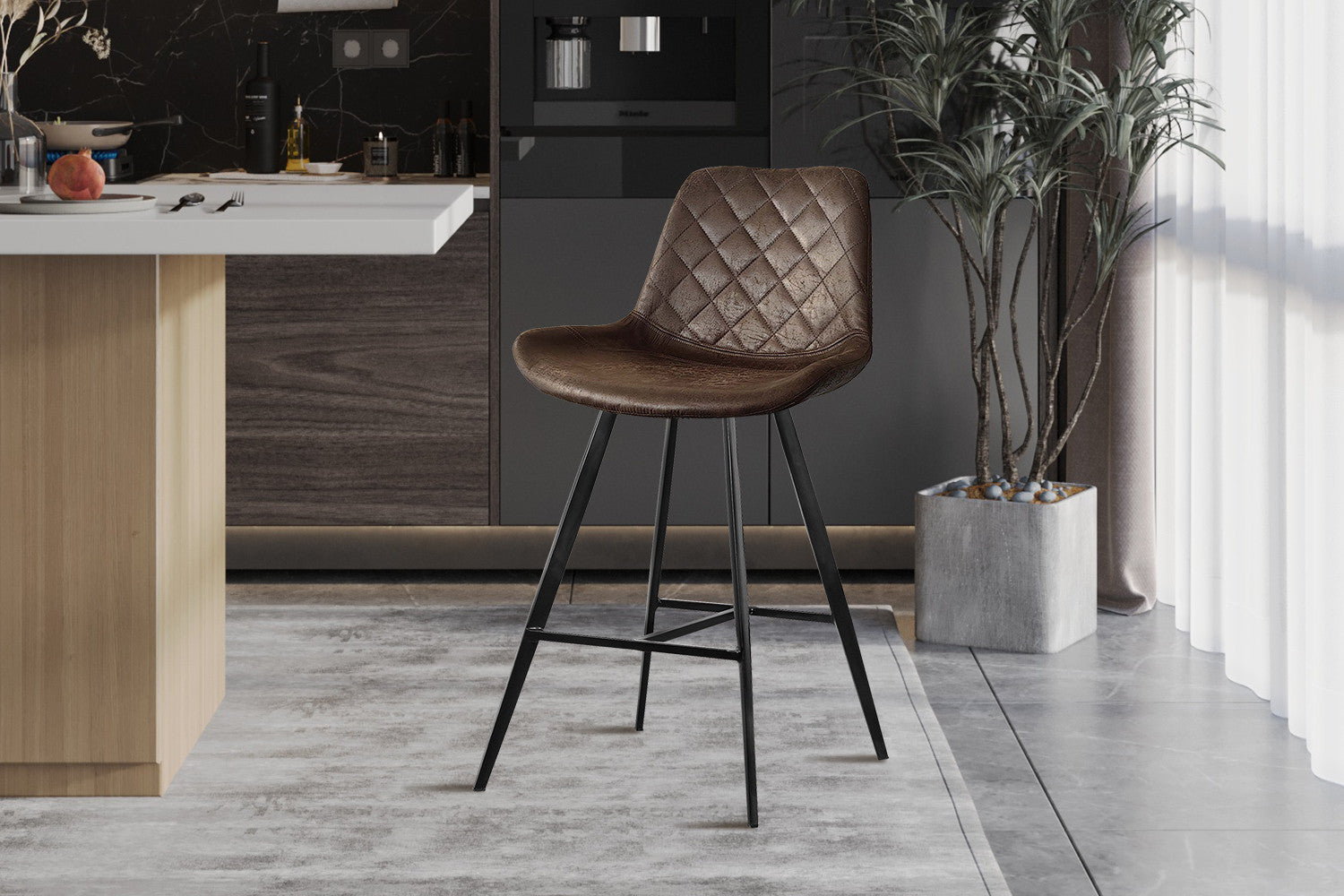 Counterstoel 'Alicante' PU Ote Topper 05 Donkerbruin