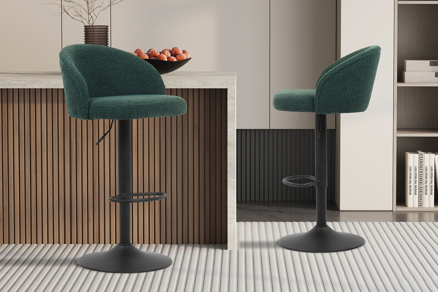 Barstoel 'Arda' Bouclé Groen