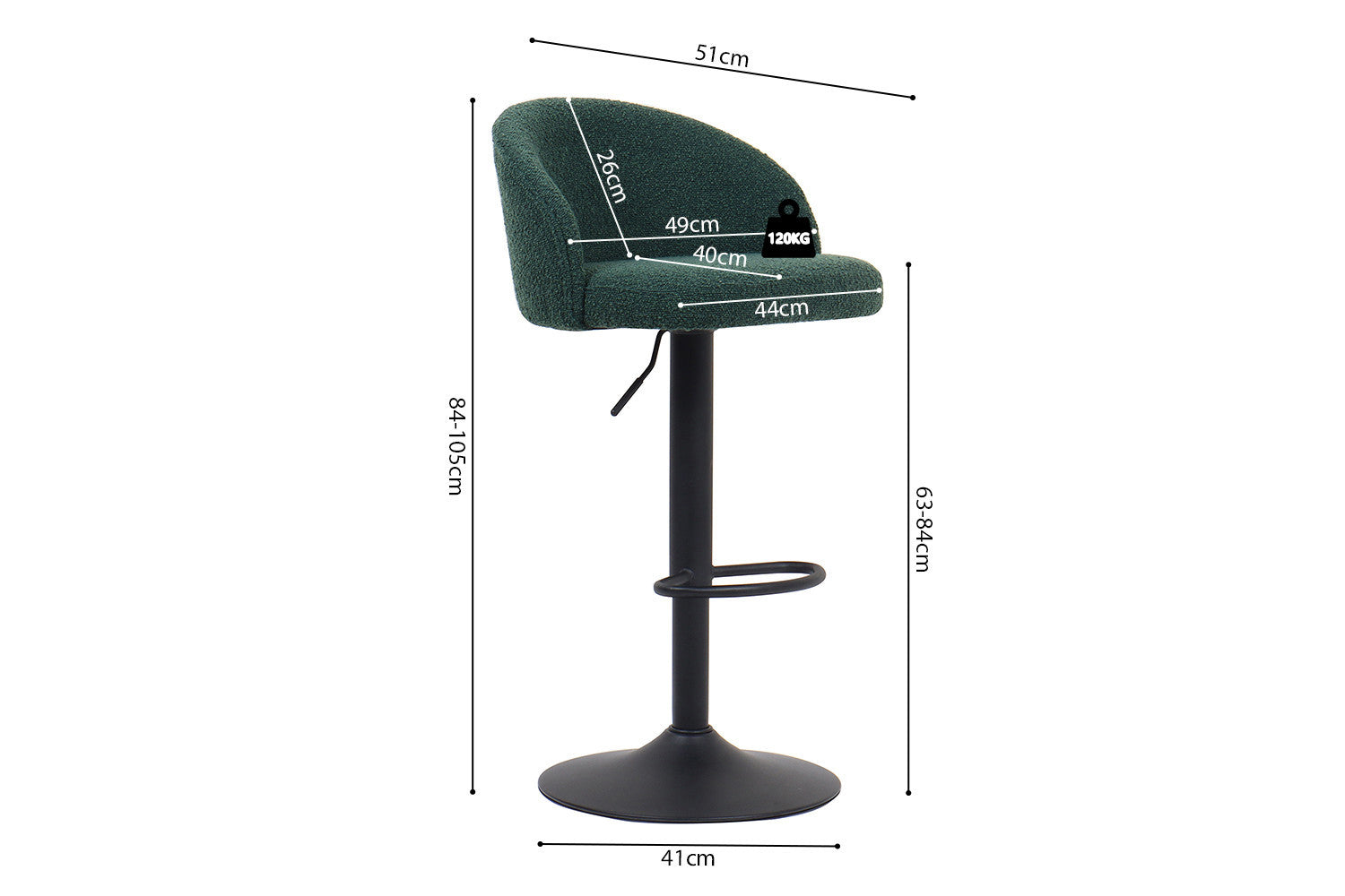 Barstoel 'Arda' Bouclé Groen