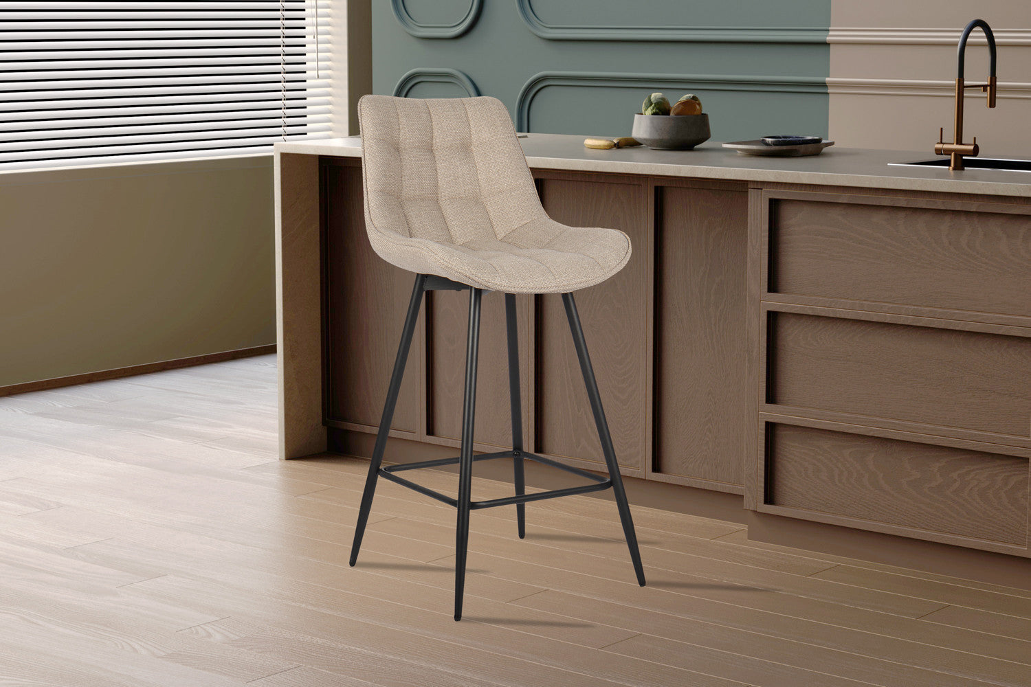 Counterstoel 'Ariba' Stof Ote Montego 178 Beige/Lichtgrijs