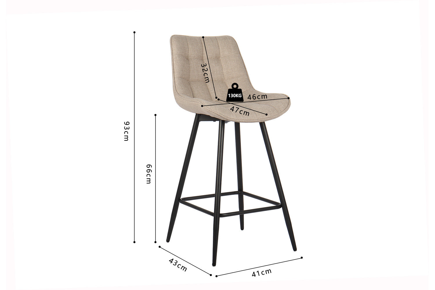 Counterstoel 'Ariba' Stof Ote Montego 178 Beige/Lichtgrijs