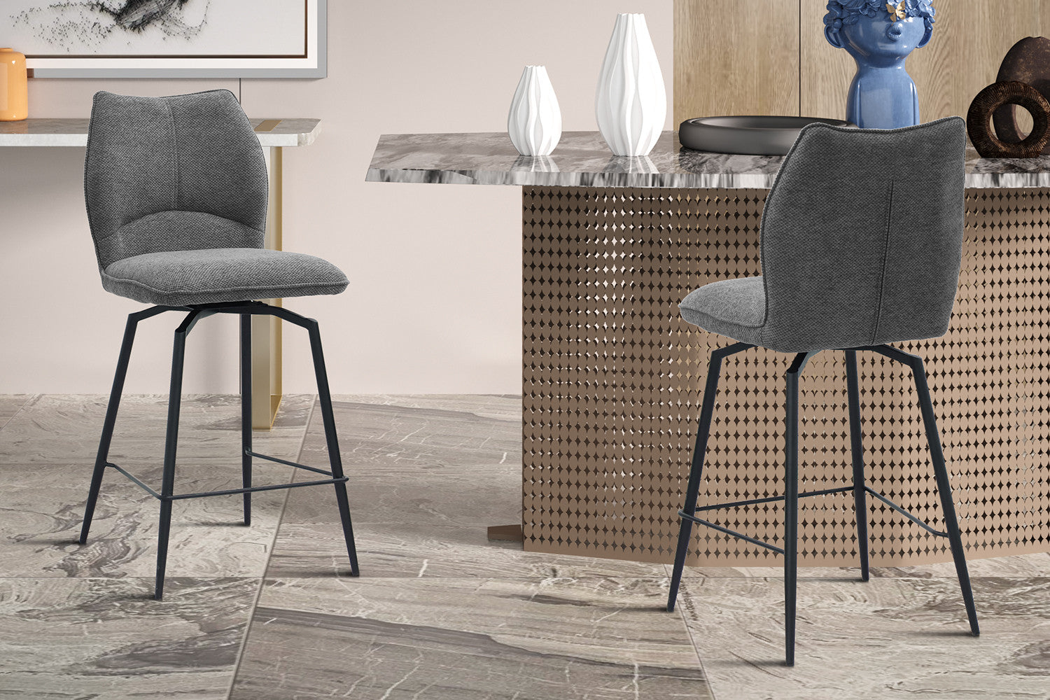 Counterstoel 'Lara' Stof Ote Sea 456 Draaibaar Grijs