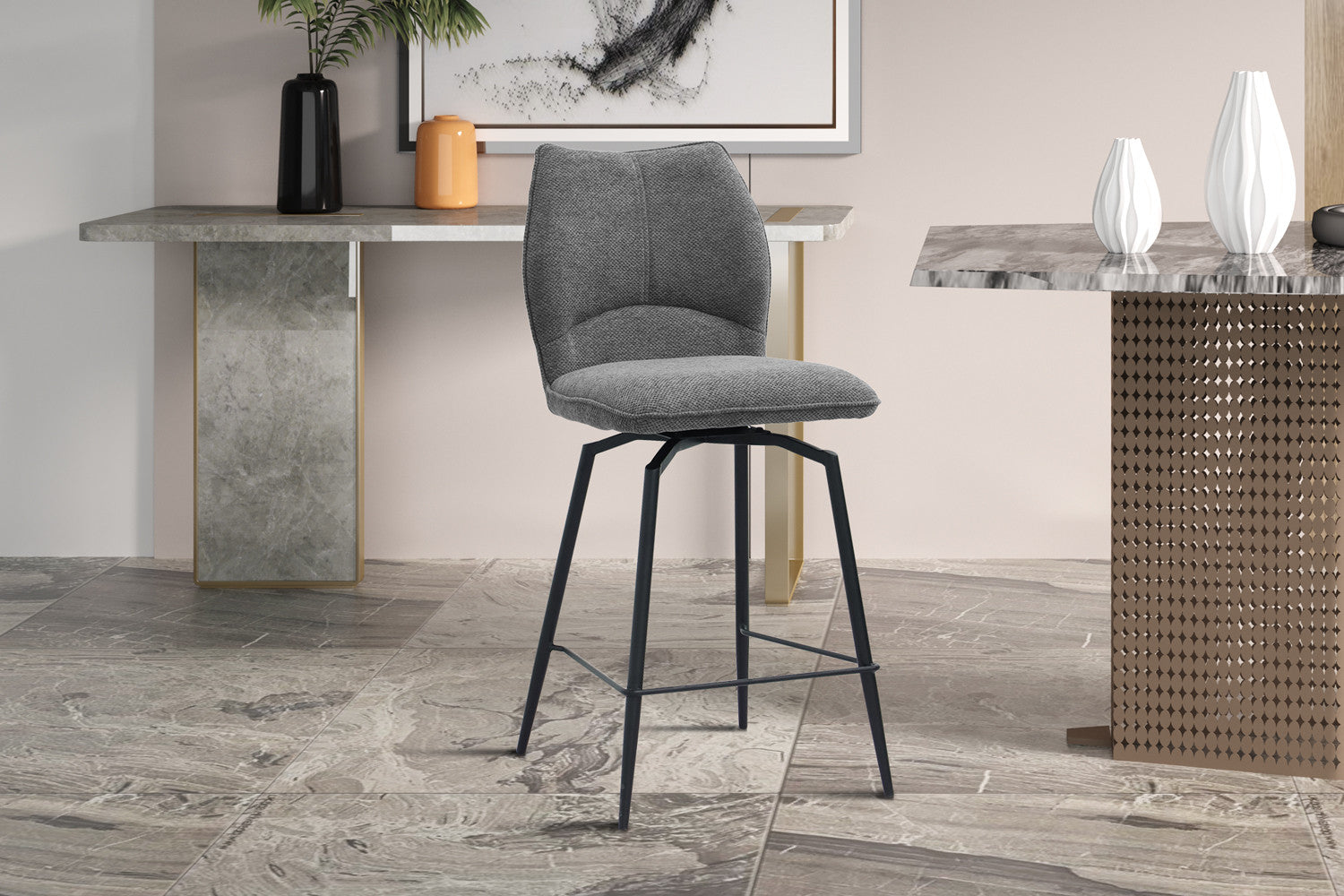 Counterstoel 'Lara' Stof Ote Sea 456 Draaibaar Grijs