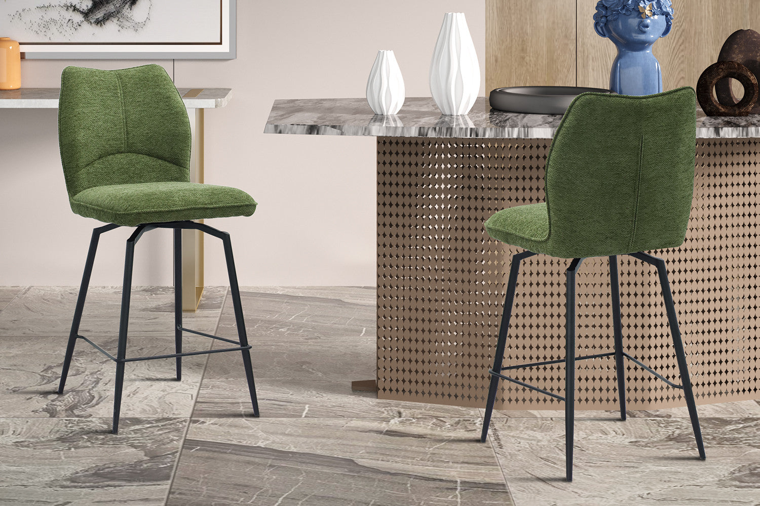 Counterstoel 'Lara' Stof Ote Sea 360 Draaibaar Groen