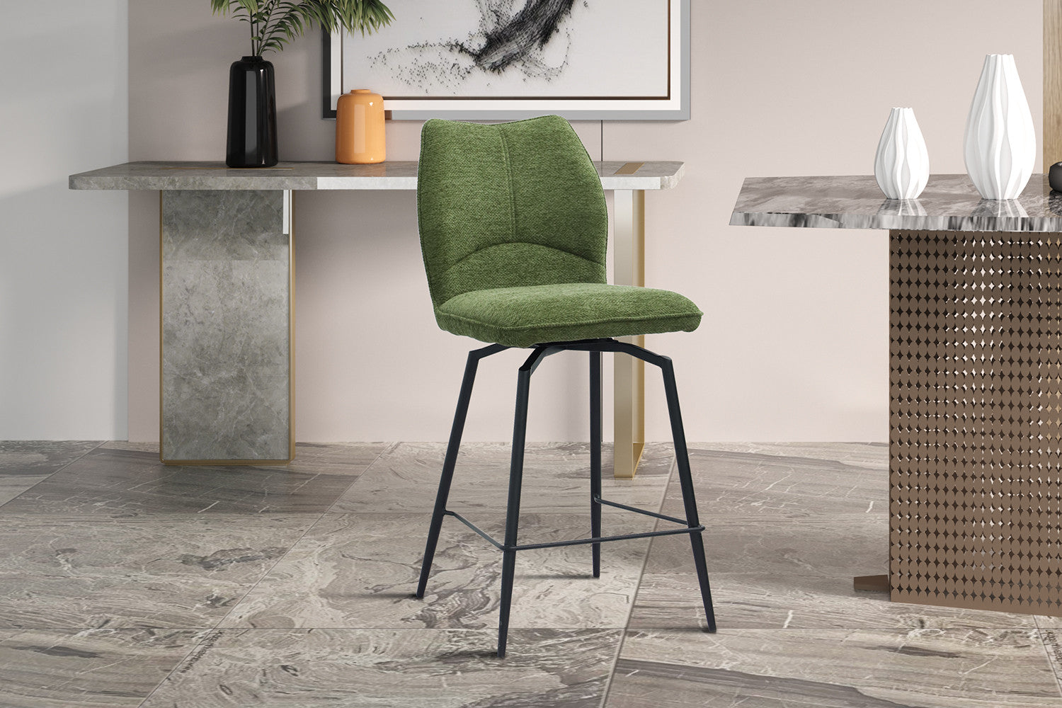 Counterstoel 'Lara' Stof Ote Sea 360 Draaibaar Groen