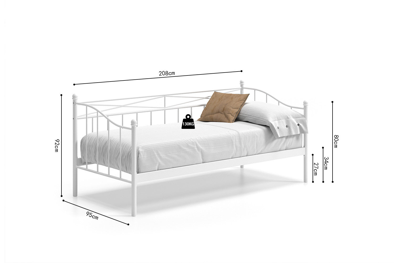 Bed 'Sablo' 90x200 met lattenbodem Wit