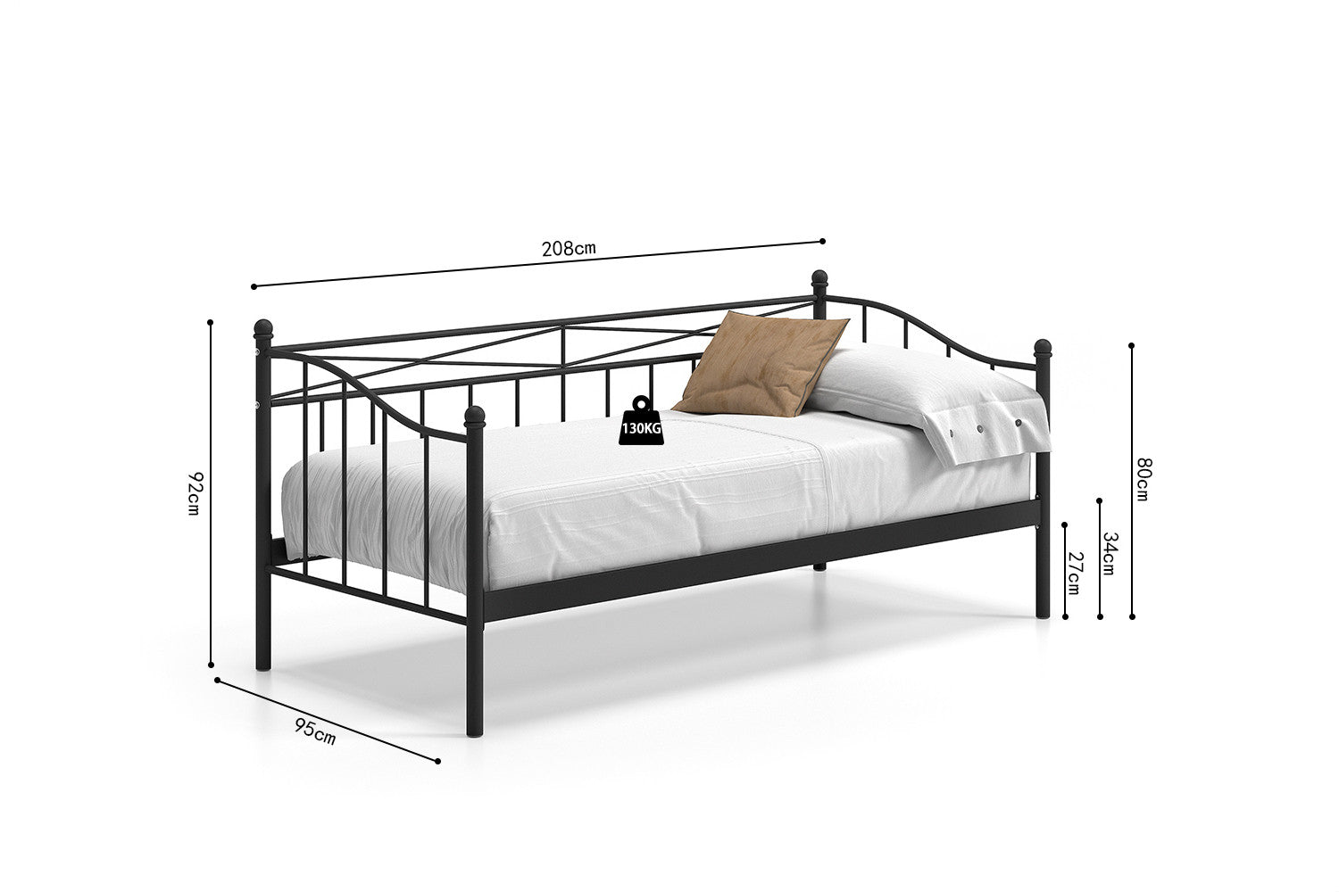 Bed 'Sablo' 90x200 met lattenbodem Zwart