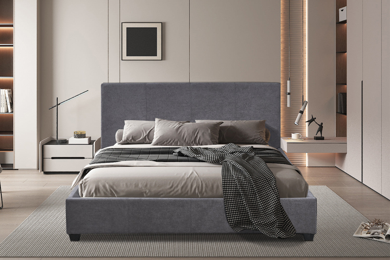 Bed 'Roma' 160x200 met lattenbodem Stof Grijs