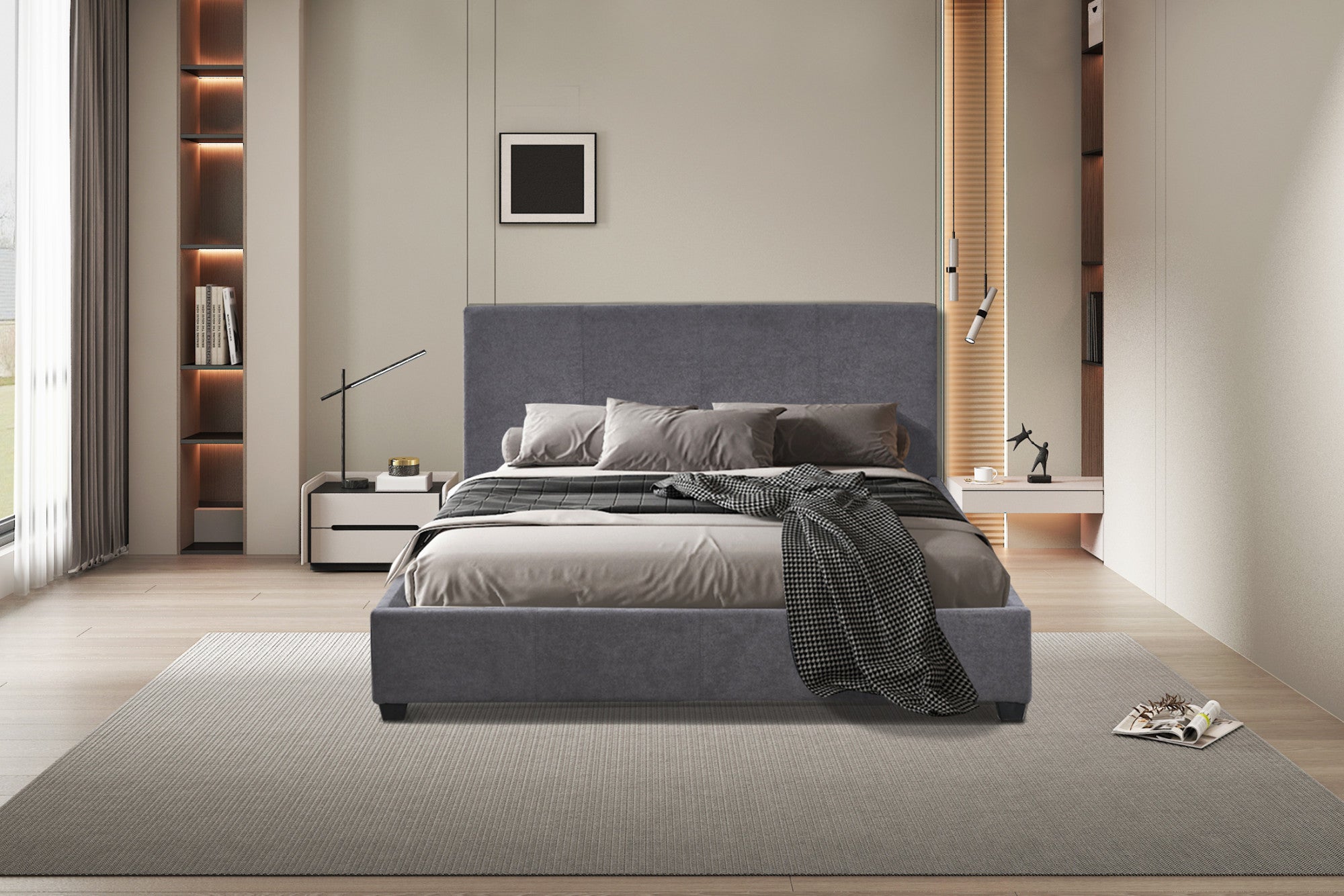 Bed 'Roma' 160x200 met lattenbodem Stof Grijs