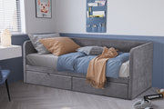 Bed 'Parma' 90x200 met lattenbodem Stof Grijs