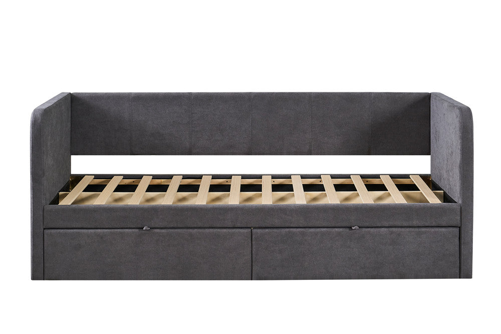 Bed 'Parma' 90x200 met lattenbodem Stof Grijs