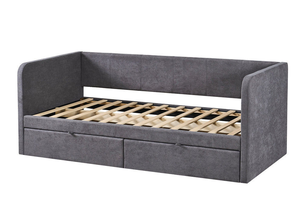 Bed 'Parma' 90x200 met lattenbodem Stof Grijs