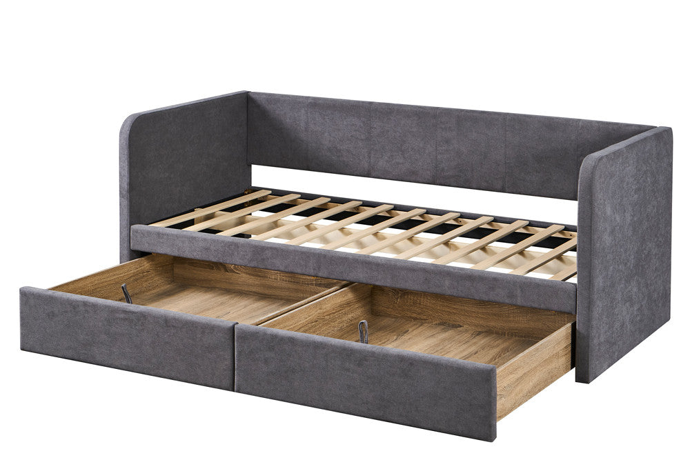 Bed 'Parma' 90x200 met lattenbodem Stof Grijs