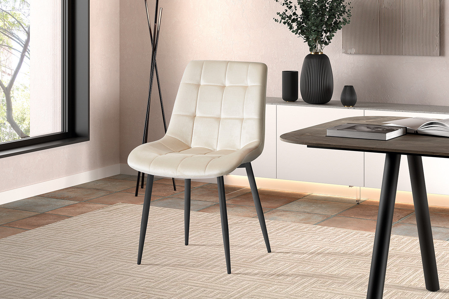 Stoel 'Juta' Fluweel Beige