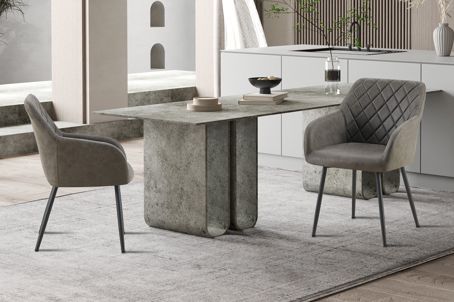 Stoel 'Peron' Microvezel PU Grijs