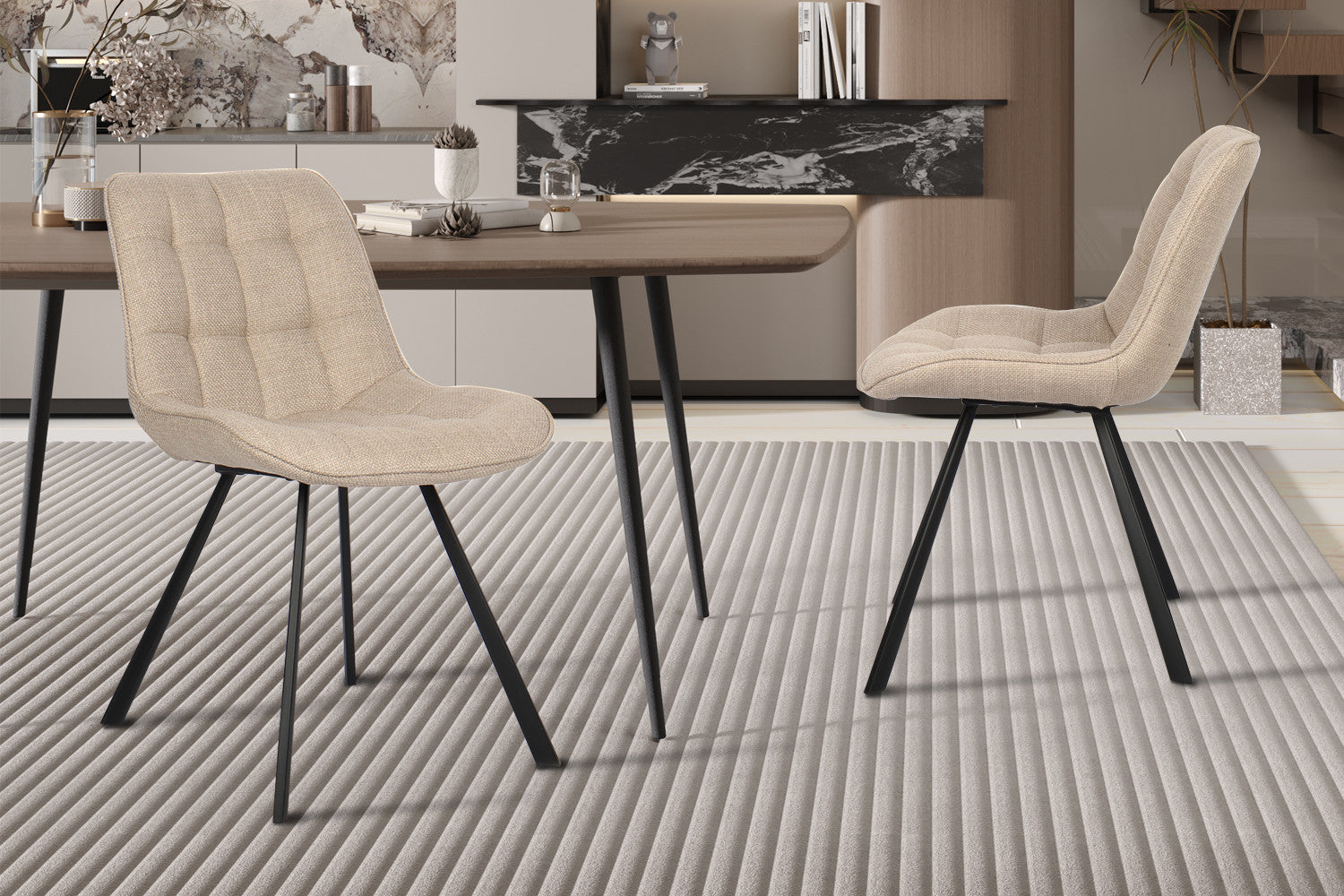 Stoel 'Ariba' Stof Ote Montego 178 Beige/Lichtgrijs