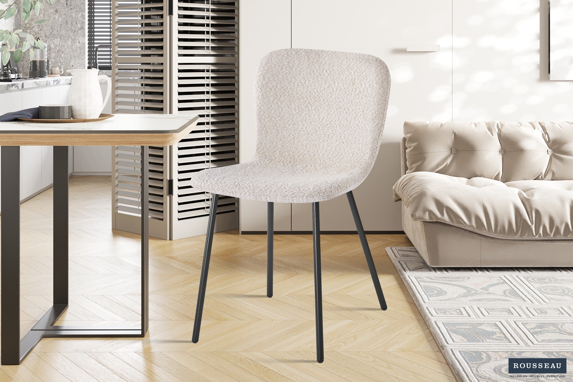 Stoel 'Susan' Bouclé Zand