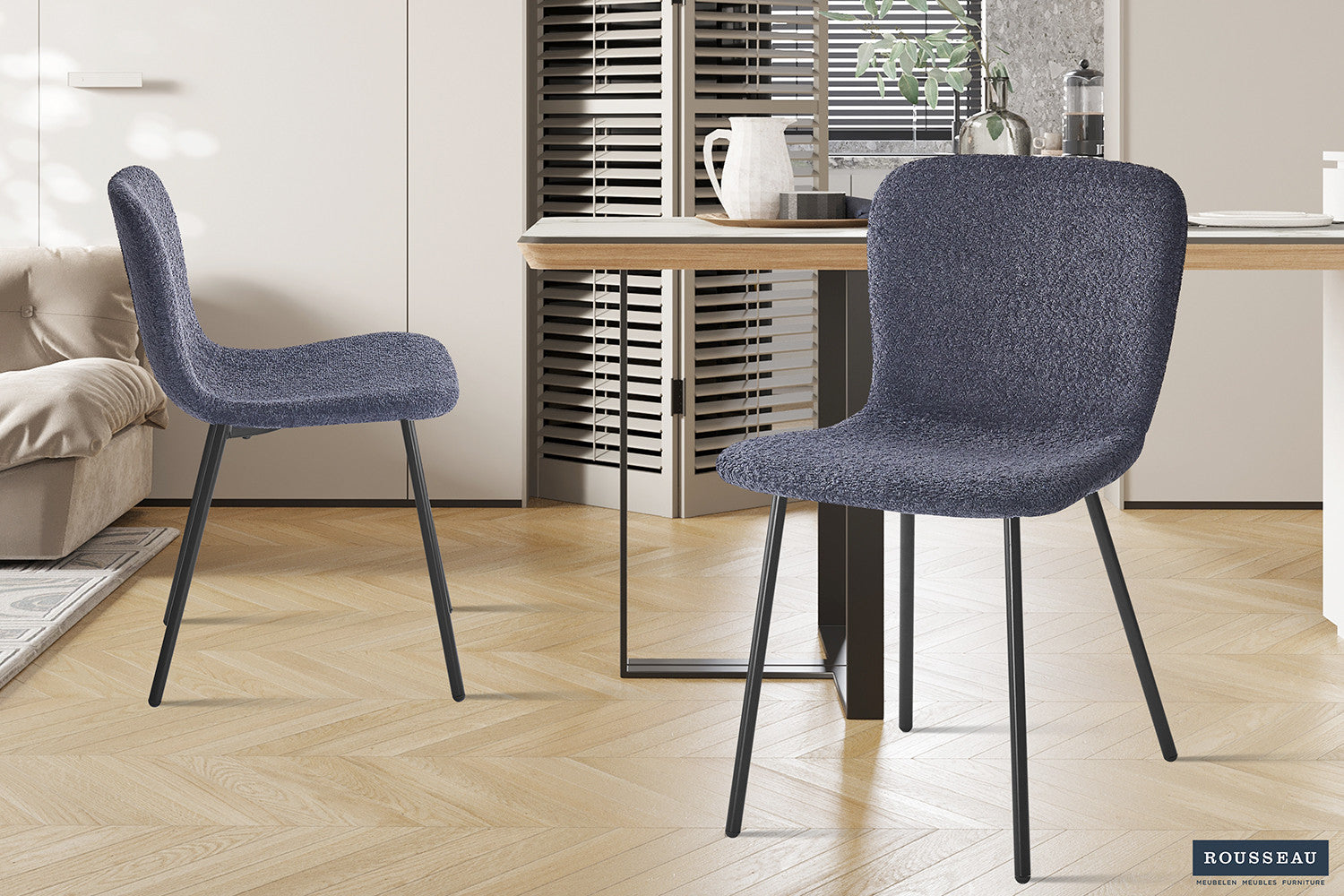 Stoel 'Susan' Bouclé Donkergrijs