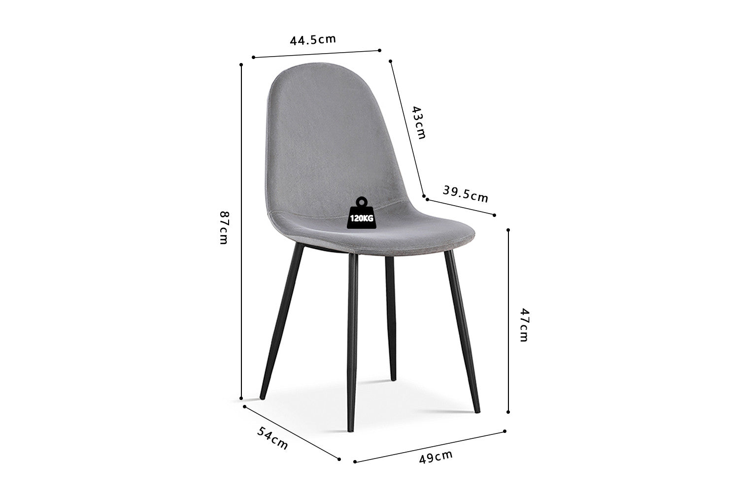 Stoel 'Boy' Fluweel Grijs