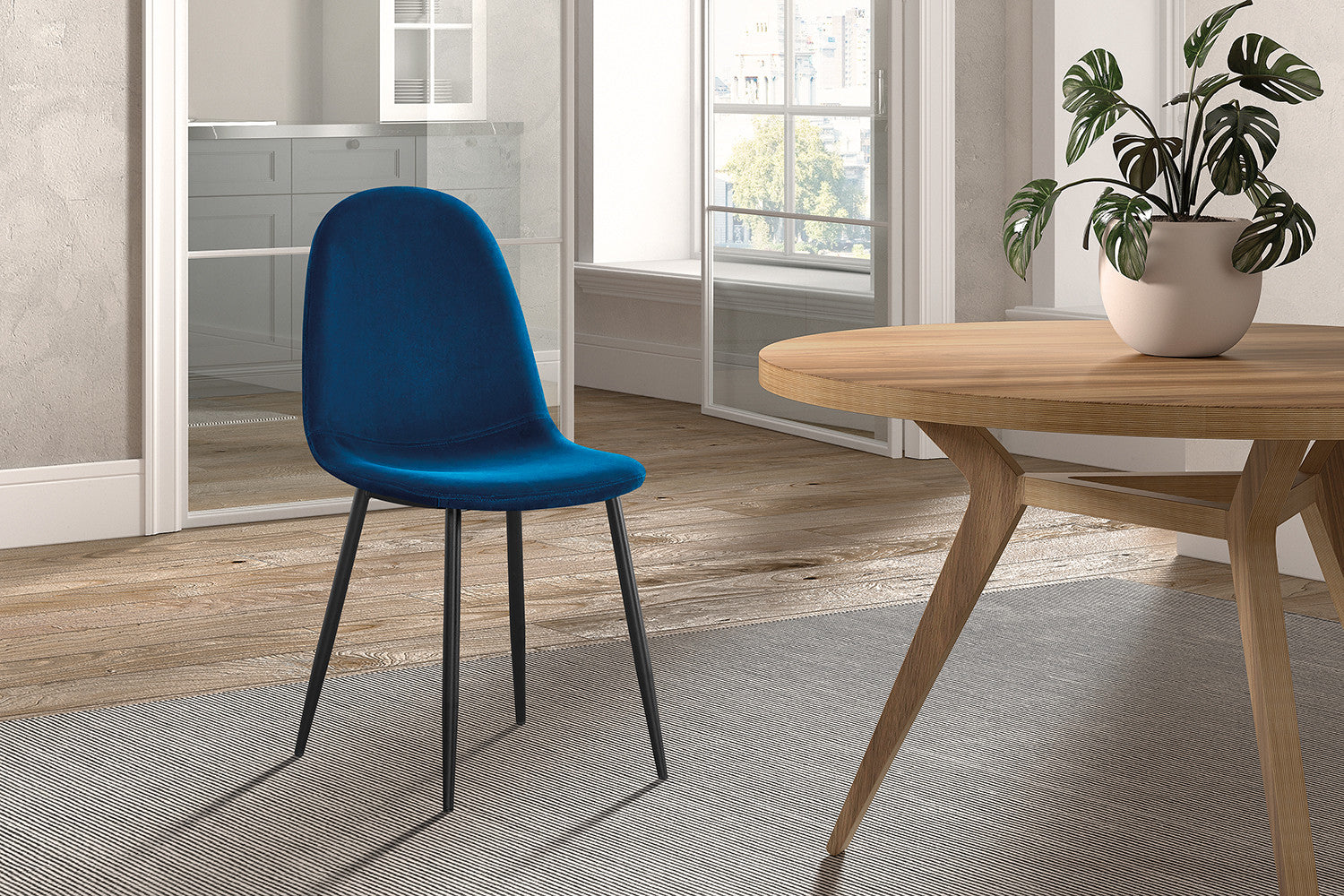 Stoel 'Boy' Fluweel Donkerblauw