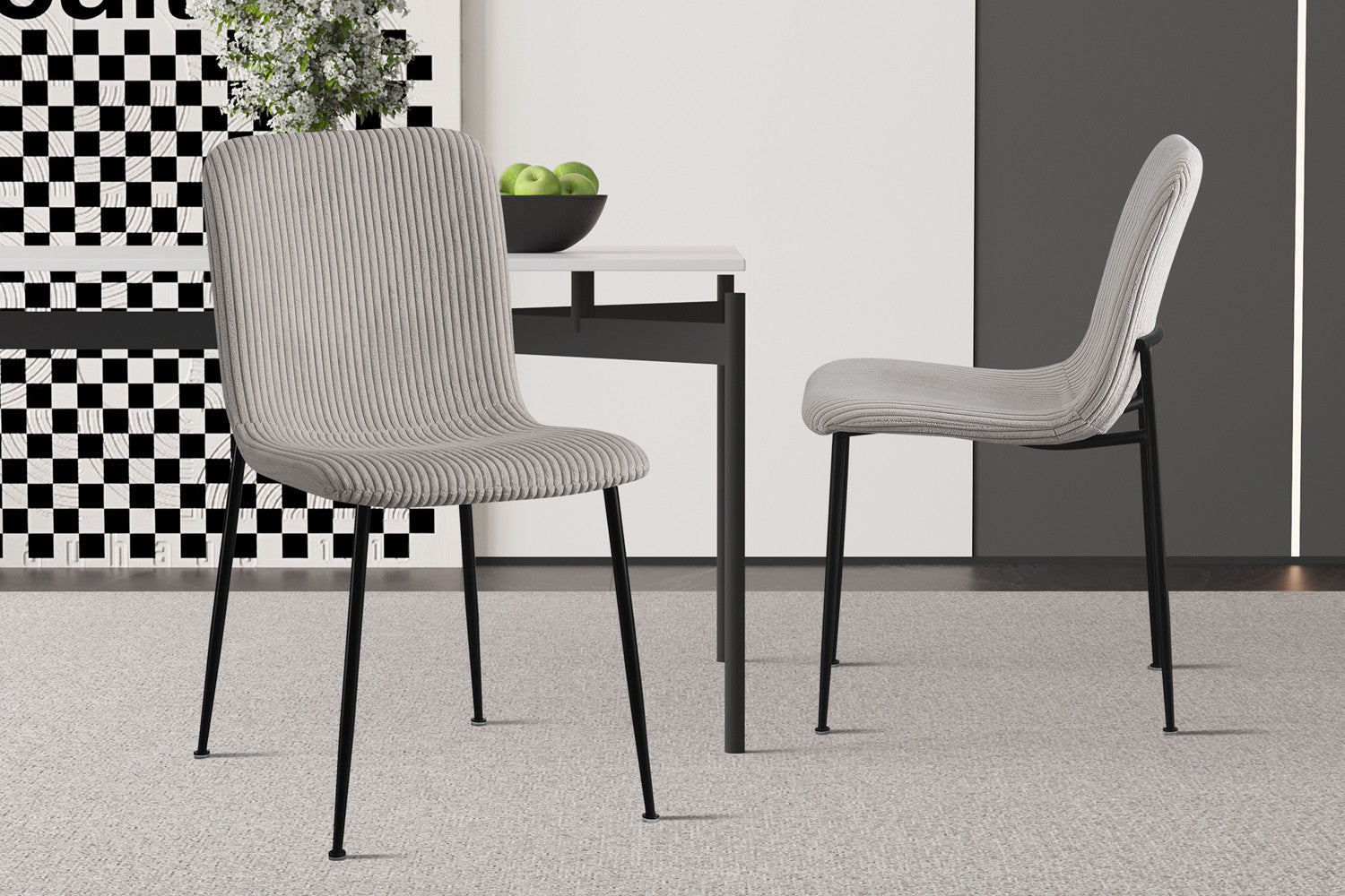 Stoel 'Alice' Corduroy Lichtgrijs